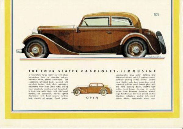 DKW Sonderklasse Modellprogramm 1933 Reuters Automobilprospekt (4635)